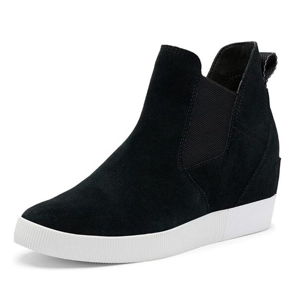 Sorel Women's 5 Out N About Slip-On Wedge Bootie Black White Waterproof Size 8 - Picture 1 of 11